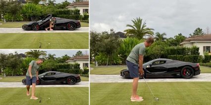 Pro Golfer Practices His Chip Shot Through Window of $2 Million LaFerrari