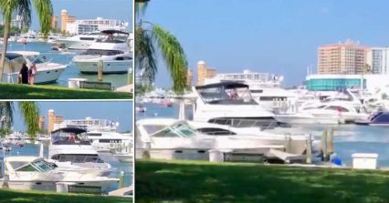 Absolute Chaos Unfolds as Out-of-Control Yacht Plays Demolition Derby in a Crowded Marina