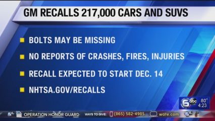 General Motors Recalls 217,000 Vehicles Due to Risk of Fire