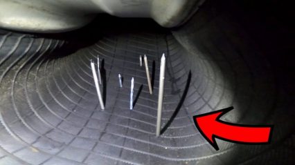 GoPro Camera Captures the Moment That Nails Puncture a Tire From the Inside