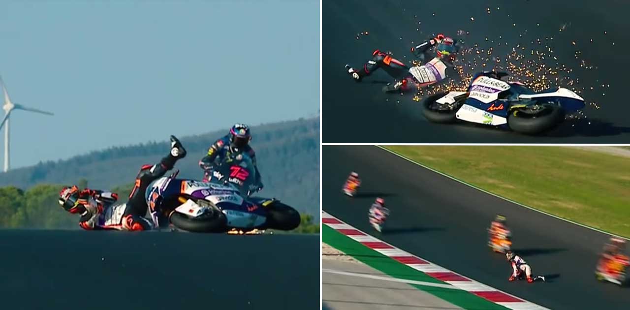 MotoGP Rides Dumps Bike Over Blind Crest, Scurries Out of the Path of Speeding Competitors