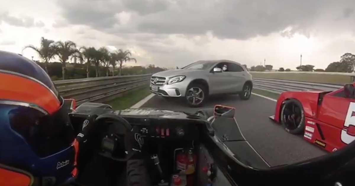 Random Mercedes-Benz SUV Ends up on Hot Racing Surface, Creates Chaos on Track