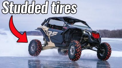 Ripping on Thin Ice in a Maverick X3 With Studded Tires
