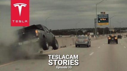 Tesla’s Onboard Cameras Catch Not So Honest Driver Who Wrecked Truck and Went Flying