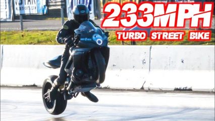 233mph, Madman Hangs on, Rips Quickest/Fastest Street Bike EVER Down the Quarter Mile