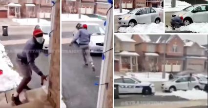 Porch Pirate Attempts to Steal Package, Gets Car Stuck in Driveway Snow (Instant Karma)