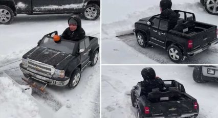 5-Year-Old Clears Snow in Modified Power Wheels