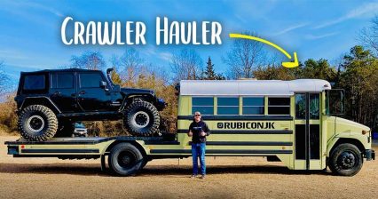College Kid Creates the Ultimate School Bus Camper Conversion That Doubles as Toy Hauler