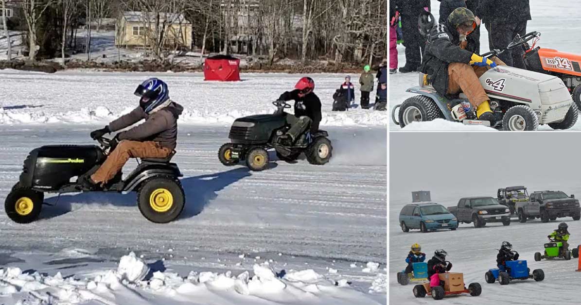 Lawnmower Ice Racing is as Much Intensity as You Can Get, Even The Kids Come To Race!