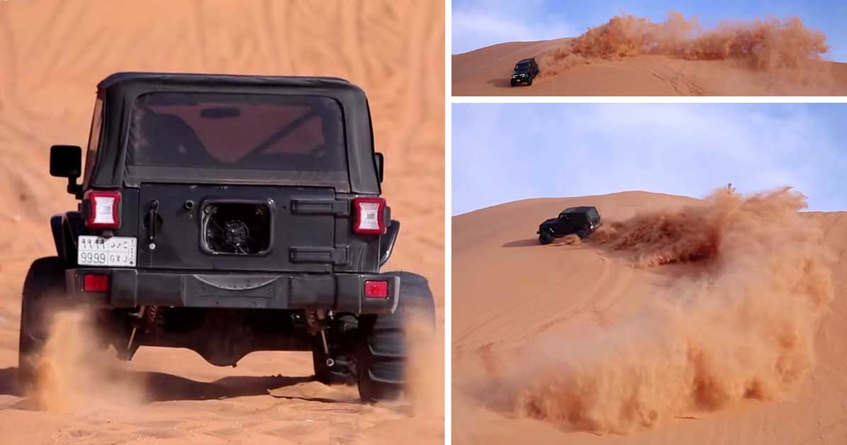 Absolutely Berserk Jeep Attacks Sand Dune at Wide Open Throttle