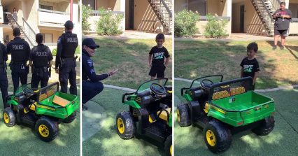 Police Surprise Boy With Power Wheels Tractor After His Was Stolen