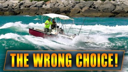Small Boat Gets Owned by a Yacht in Choppy Haulover Inlet Conditions