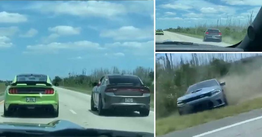 GT500 VS 950hp Hellcat, But Ends Up in a Ditch Following a Race Gone Wrong!