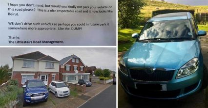 Snobby Neighbor Leaves Note on Economy Car Asking Owner to Take it to the Dump