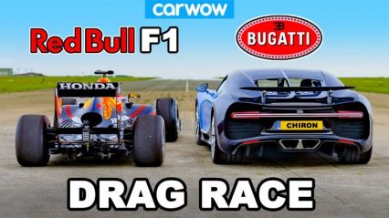 Drag Racing a Bugatti Chiron and an F1 Car Because Why Not?