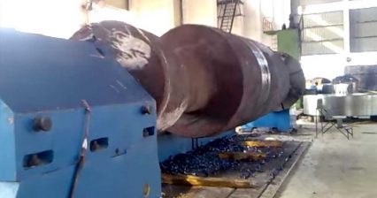 Heavy Duty Lathe Processes Massive Rotor Shaft
