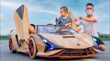 This Kid’s Hand-Carved Wooden Lamborghini Sian Replica is SO COOL