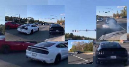 Mustang Sends it in Street Race, Ends Obliterating the Guard Rail