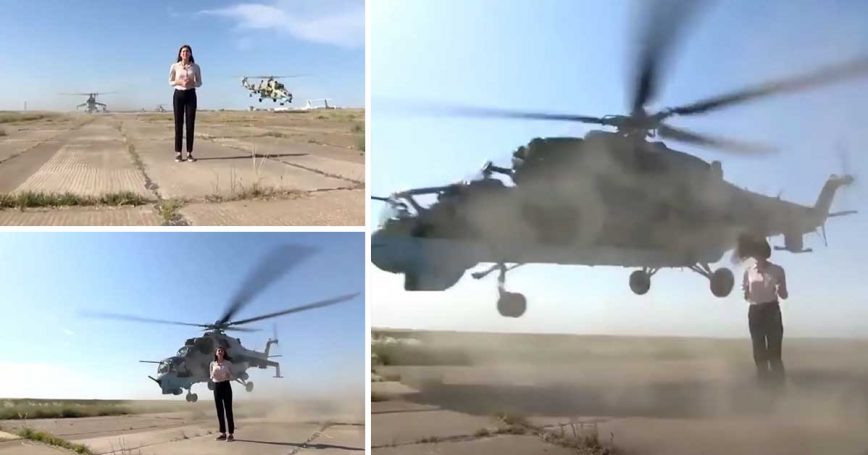 Military Helicopter Nearly Takes Out Reporter in INSANE Close Call