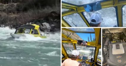Thunder Jet “Jet Boat” Battles its Way up Churning Rapids