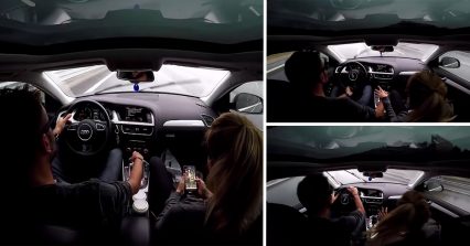 GoPro Captures the Moment That Audi Loses Control at 90 MPH on Wet Highway, EPIC SAVE!