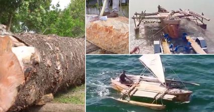 Man Uses Incredible Vision to Turn a Log Into Epic Boat!