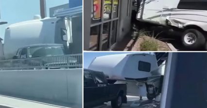 Camper Trailer Doesn’t Fit in Drive-Thru, Driver Rages His Way Through Anyway