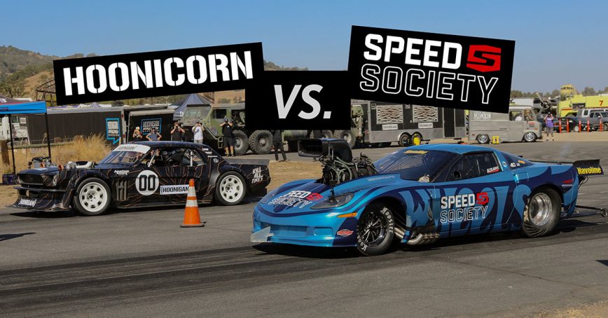 4,000HP Speed Society Corvette C6 VS Ken Block's 1,400HP AWD Mustang, Hoonicorn VS The World 2