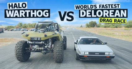 1,000 HP Halo Warthog Takes on Marty McFly’s Delorian!