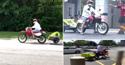 Pulling a Baby Behind a Dirt Bike Prank Draws Confused Reactions