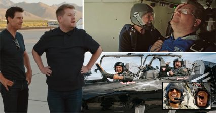 Tom Cruise Terrifies James Cordon in “Top Gun” Fighter Jet