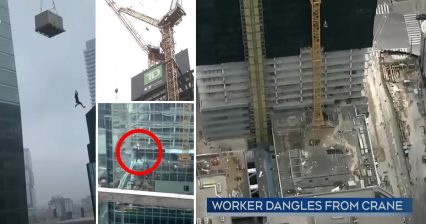 Terrified Construction Worker Dangling From Crane Draws 12 Million Views