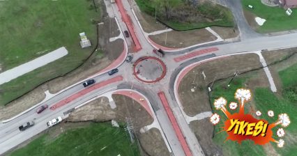 Drone Footage Shows Chaos as Rural Kentucky Drivers Confused by New Roundabout