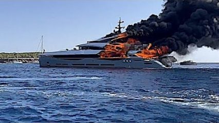 $25 Million Yacht Goes up in Massive Ball of Flames