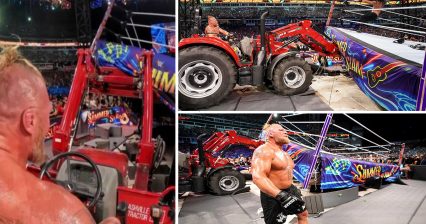 Brock Lesnar Lifts Rings WITH A TRACTOR at Summer Slam