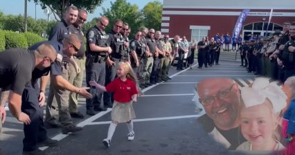 Daughter of Fallen Officer Has First Day of Kindergarten, Her Father’s Coworkers Made Sure She Wasn’t Alone