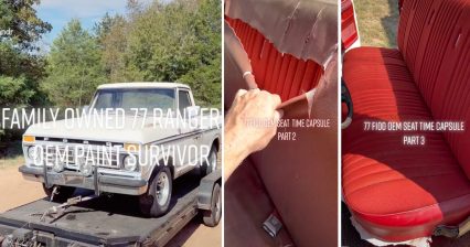Man Uncovers Time Capsule of Brand New Seats in a Vintage F-100 After Removing Sewn on Seat Covers