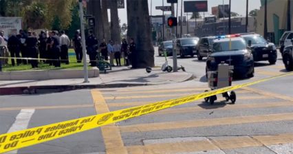 Delivery Bot Drives Through LA Crime Scene