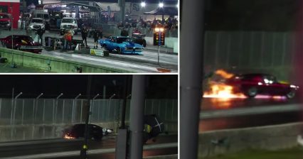 No Prep Kings Competitor Ends up in the Wall, Car Goes up in Flames