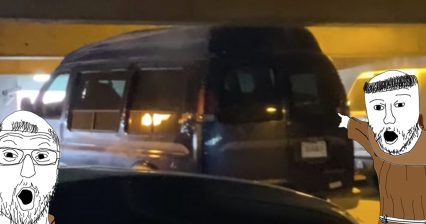 Van Doesn’t Fit in Parking Garage, Driver Sends it Anyways