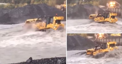 Operating a Bulldozer Through a Raging River Isn’t the Safest Job in the World