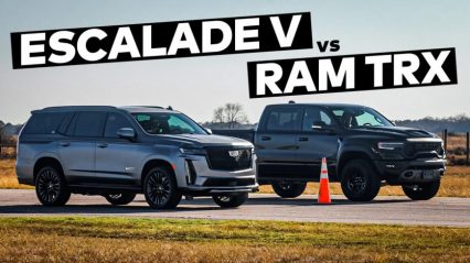Cadillac Escalade V vs RAM TRX // Drag and Roll Race Comparison!
