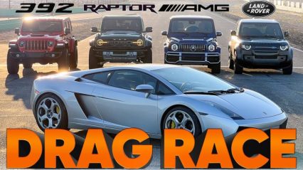 Lamborghini Squares Off With Performance SUVs – Bronco Raptor vs G63 AMG vs Jeep Wrangler 392 vs Gallardo
