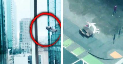 Man Catches Video of Couch Flying Off of High Rise, Almost Crushes Pedestrian