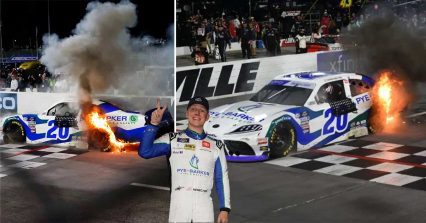 NASCAR Winner Burns Car to the Ground With Wild Victory Celebration