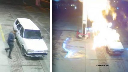 Car Explodes at Gas Station After Driver Lights Cigarette