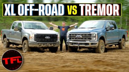 Can a Basic 2023 Ford F-350 XL Keep Up With the TREMOR Off-Road on This Muddy Course?