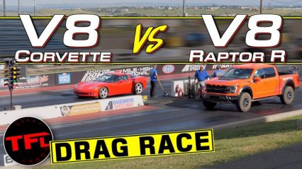 The New Ford F-150 Raptor R Drag Races Two Fast American V8s & Amazes The Crowd!