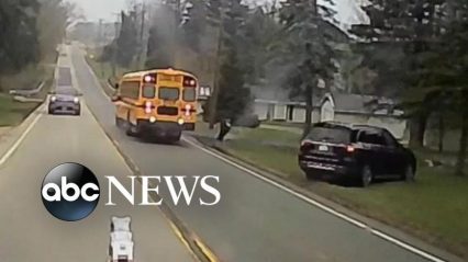 Runaway Big Rig Narrowly Avoids Clobbering School Bus Full of Kids Thanks to Fast Thinking