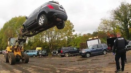 Auto Shop Workers Use Forklift to Dangle Car Thief Suspect 20 Feet Off the Ground